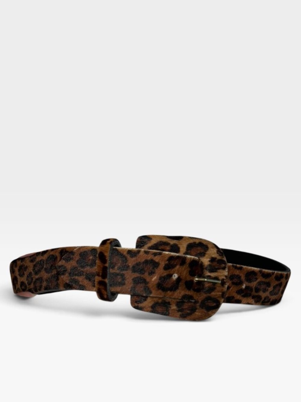 Dana Buchman leather leopard pony hair belt M 1.5x34"